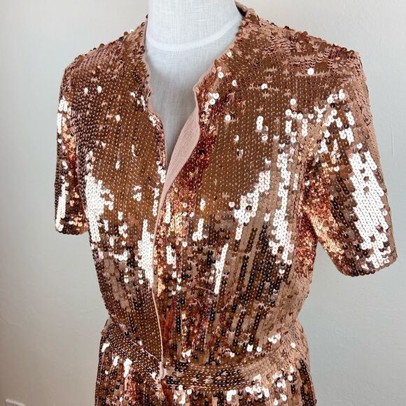 Boston Proper Rose Gold Must Have Sequin Cardigan Jacket - Picture 3 of 7
